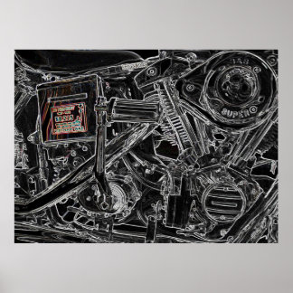 Poster Trabalho de arte da antiga motocicleta Harley - Me