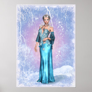 Poster Trabalho de arte da Fantasia da Mulher de inverno