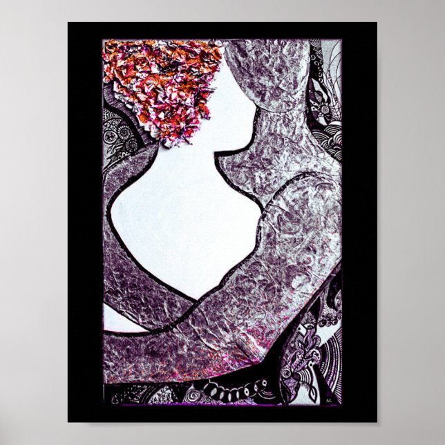 Poster Trabalho de arte de abraço entre casais, preto e b (Frente)