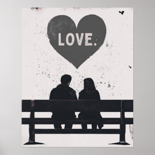 Poster Trabalho de arte de Amor Moderno Grunge - Urbano,