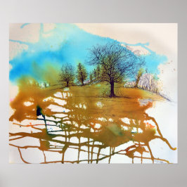 Pôster Trabalho de arte de Aquarelas e Árvores Inclusas