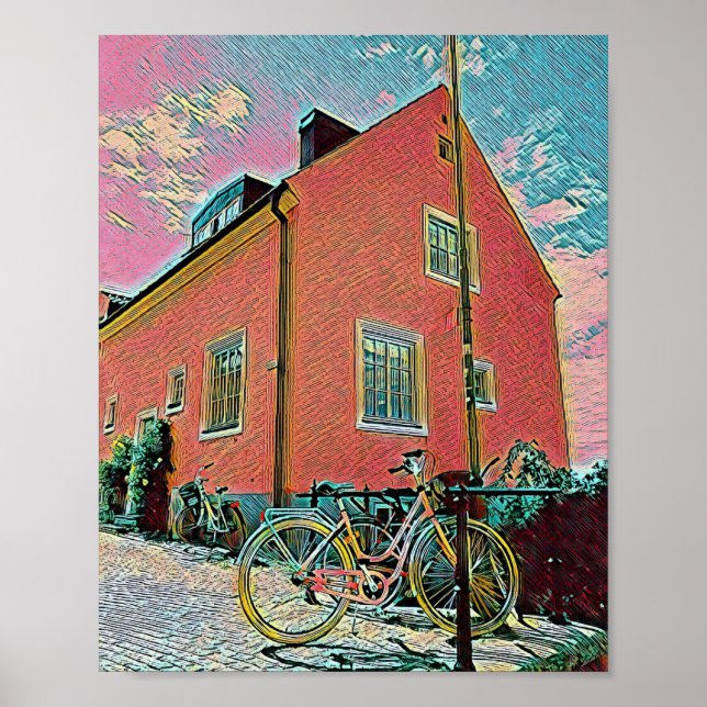 Poster Trabalho de arte de bicicleta retroativa (Frente)