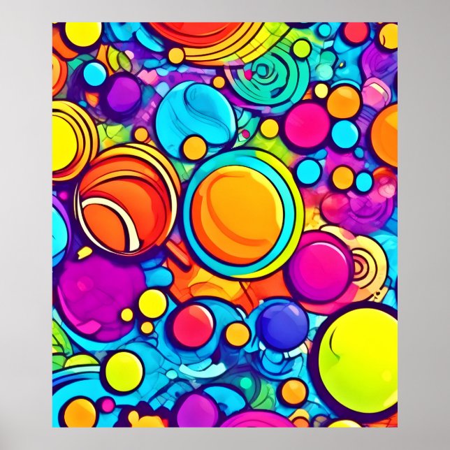 Poster Trabalho de arte de bolhas de Abstrato vibrantes (Frente)