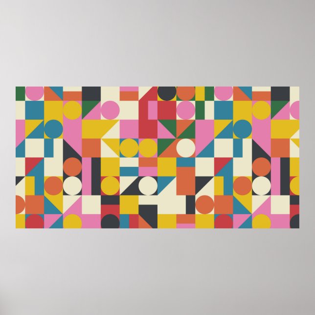 Poster Trabalho de arte de composição Bauhaus feito com V (Frente)