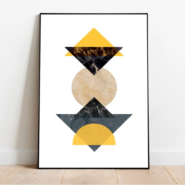 Poster Trabalho de arte de Cubismo Geométrico Amarelo e N (Criador carregado)