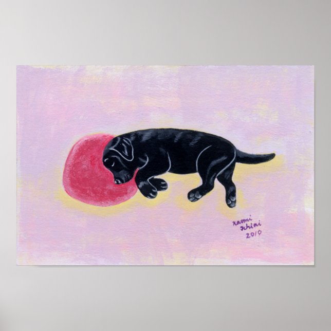 Pôster Trabalho de arte de Dormir no Labrador Negro (Frente)