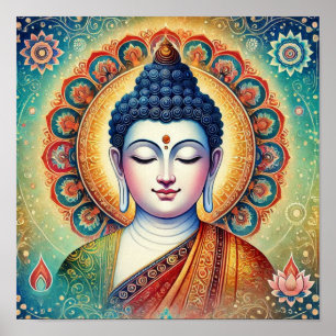 Poster Trabalho de arte de Gautam Buddha espiritual