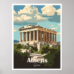 Poster Trabalho de arte de Grécia de Atenas ilustração do