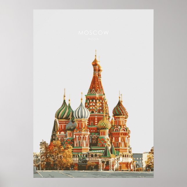 Poster Trabalho de arte de Ilustração Viagem de Moscou (Frente)