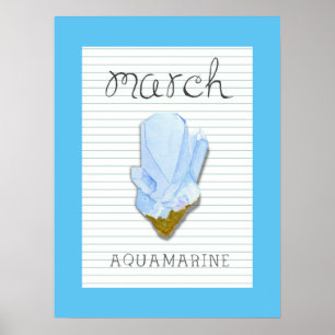 Poster Trabalho de arte de Março Birthstone Aquamarine 1