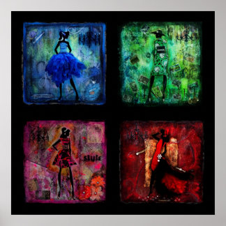 Poster Trabalho de arte de mídia mista para mulheres