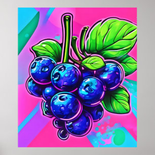 Poster Trabalho de arte de mirtilo vibrante