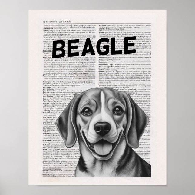 Poster Trabalho de arte de Página de Dicionário de Beagle (Frente)