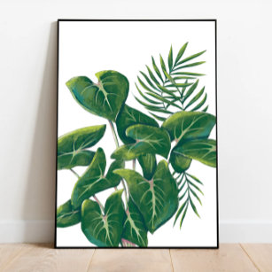 Poster Trabalho de arte de plantas modernas, folhas tropi