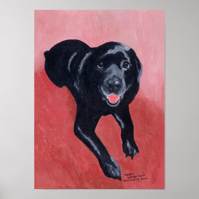 Pôster Trabalho de arte de sorriso Black Labrador (Frente)
