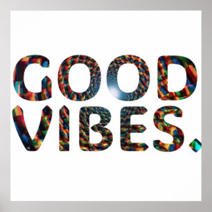Poster Trabalho de arte de texto colorido "Good Vibes"
