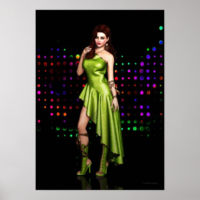 Poster Trabalho de arte digital de vestimenta verde (Frente)