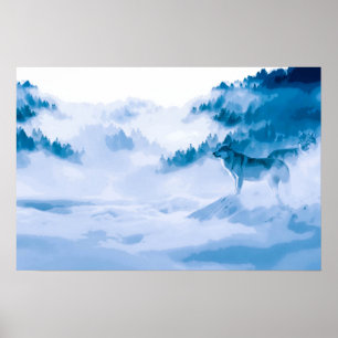 Poster Trabalho de arte dos Lobos das Montanhas Elegantes