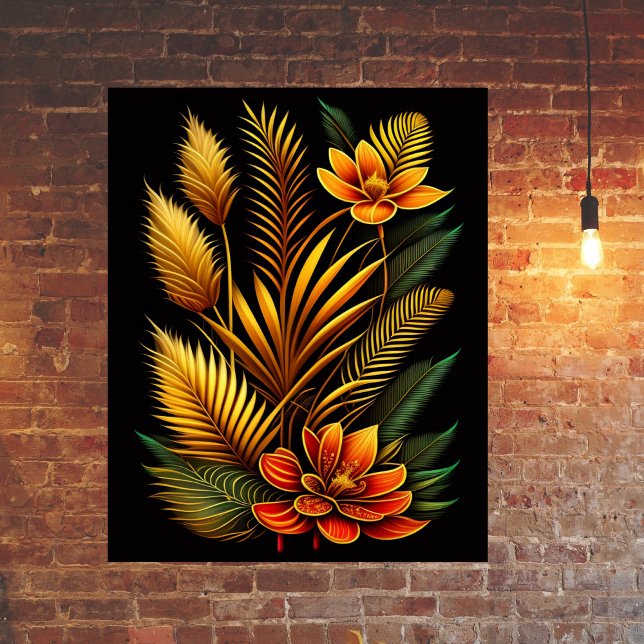 Poster Trabalho de arte Floral Laranja Tropical (Criador carregado)