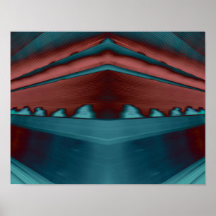 Poster Trabalho de arte futurista legal, em vermelho e az