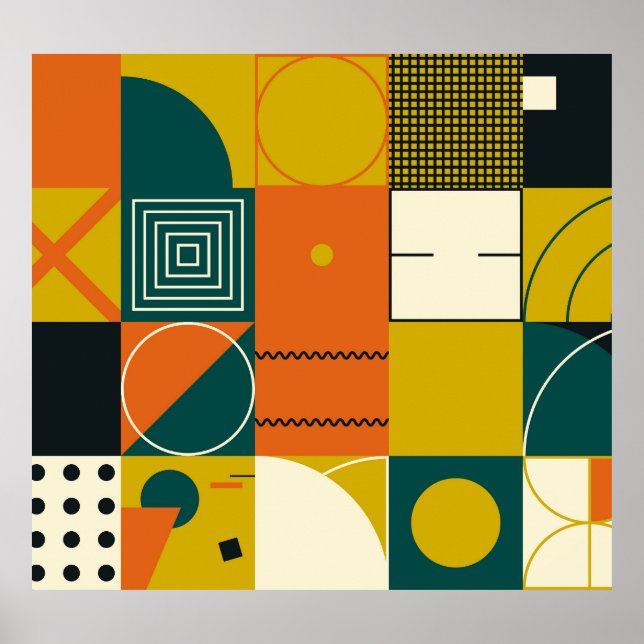 Poster Trabalho de arte geométrico: formas simples, desig (Frente)