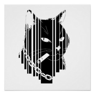 Pôster Trabalho de arte gráfico de gato legal