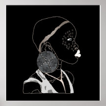 Trabalho de arte preto e branco de menina africana