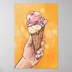 Poster Trabalho de arte retroSorvete Vintage