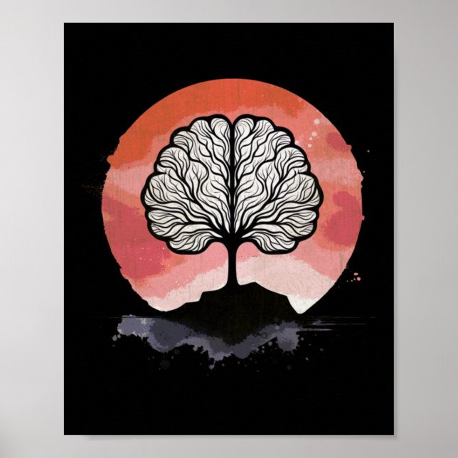 Poster Trabalho de arte Sunset da Árvore Cerebral (Frente)