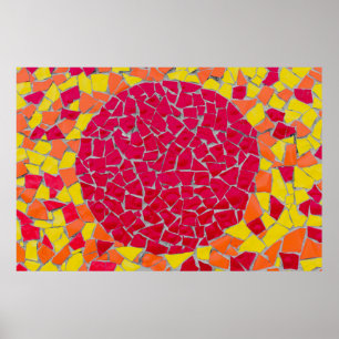 Poster Trabalho de arte vermelho, laranja e amarelo