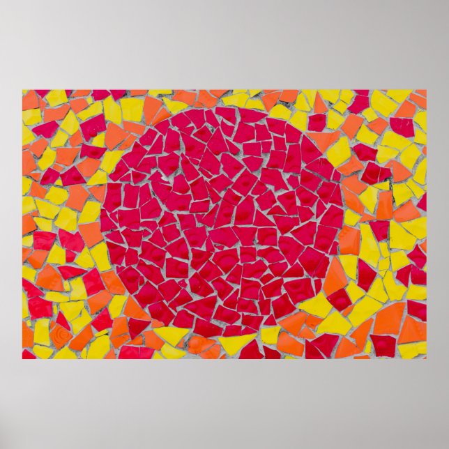 Poster Trabalho de arte vermelho, laranja e amarelo (Frente)