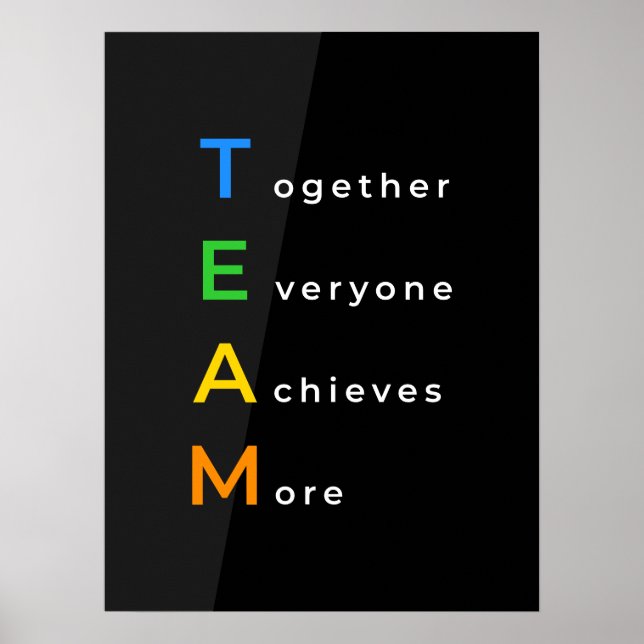 Poster Trabalho em equipe TEAM Trabalha em conjunto com M (Frente)