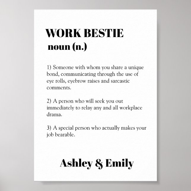Poster Trabalho Engraçado Bestie Picture Gift Hilarious C (Frente)