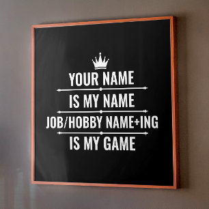 Poster Trabalho Engraçado Personalizado e Nome do Hobby