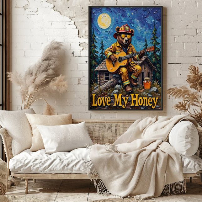 Poster Trabalho Noturno do Bombeiro Florestal sob a Lua C (Criador carregado)