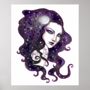 Poster Trabalhos de arte celestiais da mulher da fantasia