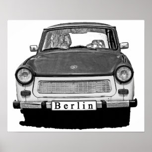 Poster Trabant Car Front, Black and White, Berlim