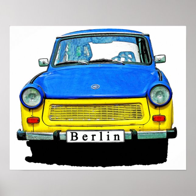 Pôster Trabant Car Front, Blue & Yellow, Berlim (Frente)