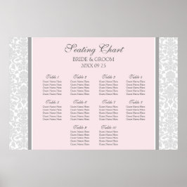 Pôster Traçado Gráfico 10 Cinza Rosa do Mesa Damasco