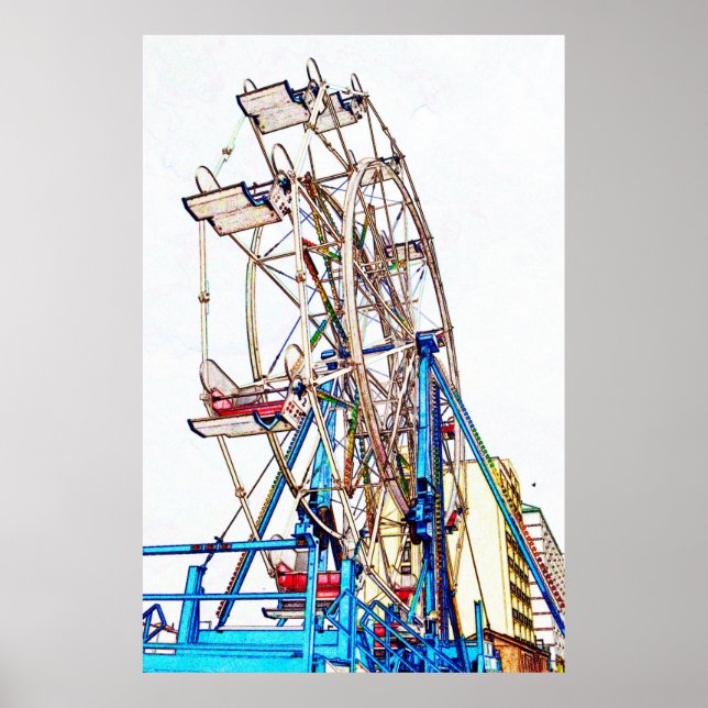 Pôster Traço Ferris Wheel-Chalk por Shirley Taylor (Frente)