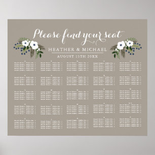 Pôster Traço Floral Personalizado - Gráfico de Assentos A