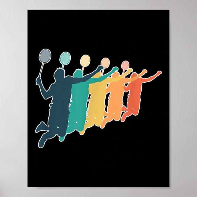 Poster Traço Retroativo de Badminton (Frente)