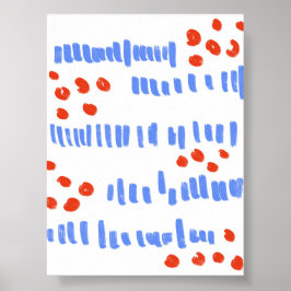 Poster Traços abstrato Vermelho e Azul do Pincel