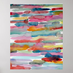 Poster Traços Coloridos de Pincel de Coloração de Abstrat