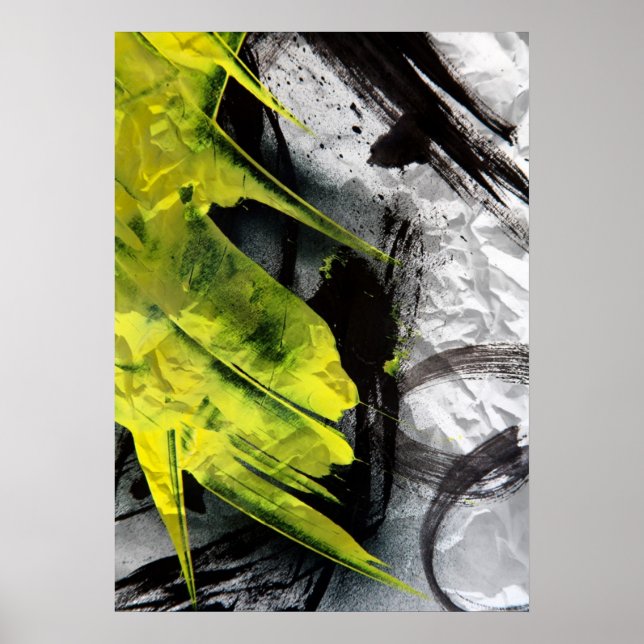 Poster Traços de escovas expressivos de textura verde (Frente)