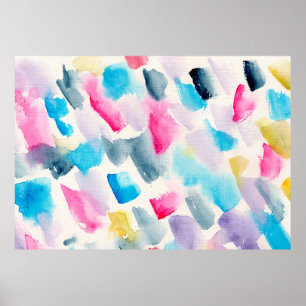 Poster traços de pincel com abstrato de aquarela feitos à
