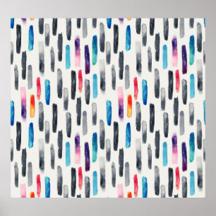 Poster Traços de pincel de aquarela, padrão sem costura c