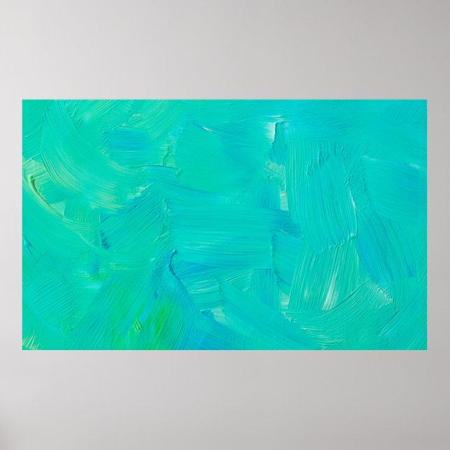 Poster Traços de pincel verde e azul pintados de abstrato (Frente)