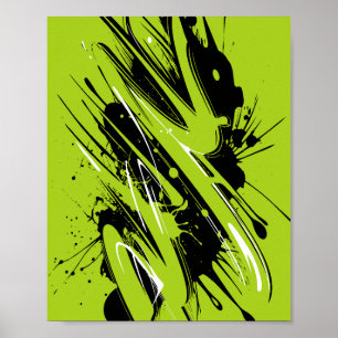 Poster Traços Energéticos de Verde e Negro