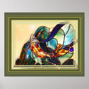 Poster tradicional da arte da natureza dos peixes